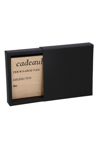 [K1020459] Schuifdoosje Jakarta Zwart Met Houten Plankjes 12.5x12.5x2.8cm 10stuks