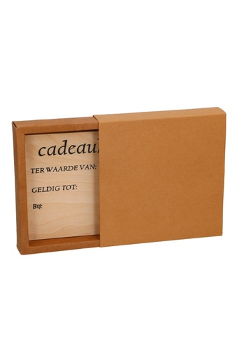 [K1020460] Schuifdoosje Jakarta Kraft Met Houten Plankjes 12.5x12.5x2.8cm 10stuks