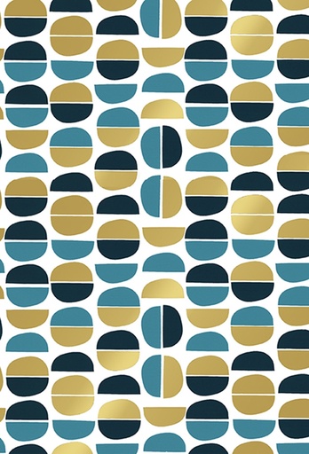 [180148-50] Cadeaupapier Coated ova blauw & goud 50cm x 200meter