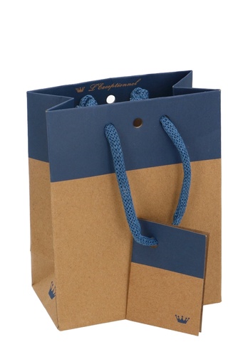 [K1110849] Cadeautasjes Palli Met Lintgleuf Kraft & Blauw 11.4x6.4x14.6cm 20stuks