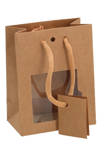 [K1110857] Kadotasjes Lenno Met Handvat & Venster Kraft 11.4x6.4x14.6cm 20stuks