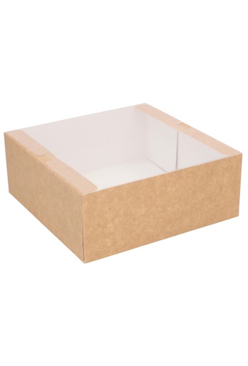 [K1272172] Geschenkdozen Kraft Savor Met PVC Venster 19x19x7.5cm Kraft 10stuks