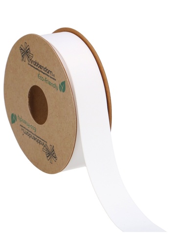 [K1300301] Geschenklint Satijn Dubbel Recycled Pet Wit 25mm x 20 meter