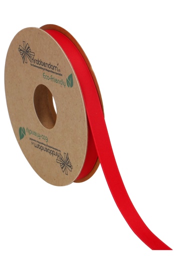 [K1300256] Geschenklint Satijn Dubbel Recycled Pet Rood 10mm x 20 meter