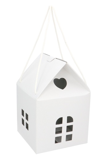 [K1272182] Geschenkdoos Huisje Wit & Koord 20x20x18cm 30stuks