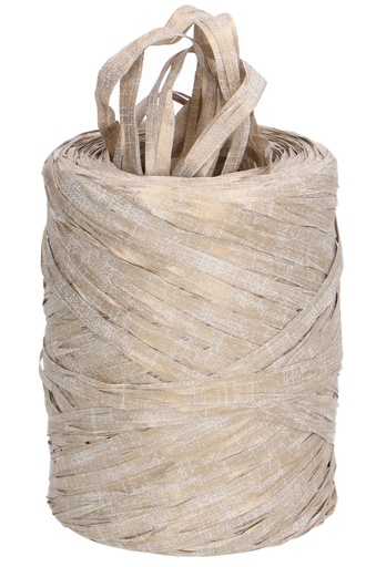 [K1430023] Eco Raffia Goud Wit Metallic 100 Procent Gerecycled 5mm x 200meter
