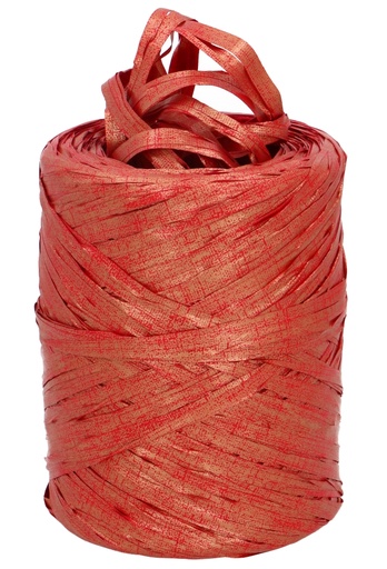 [K1430022] Eco Raffia Rood Goud Metallic 100 Procent Gerecycled 5mm x 200meter