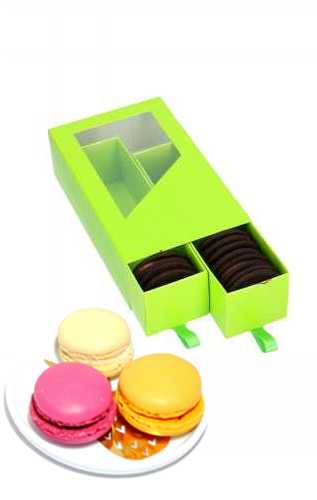 [K1360125-7ST] Macarondoosjes 2 Ladeboxje Groen Glans 15.5x8.6x4.5cm 7stuks