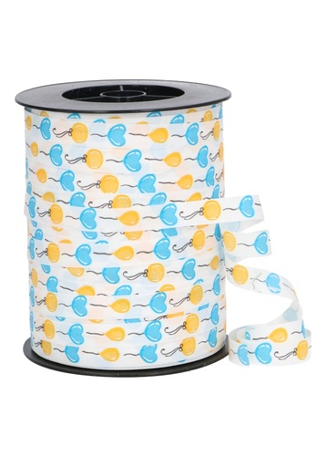 [K1010410] Krullint Ballonnen Geel & Blauw 10mm x 250 meter