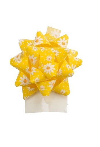 [K1370102] Mini Bows Strik Eco Gerecycled Geel Flower R50mm Met Plakker 50stuks