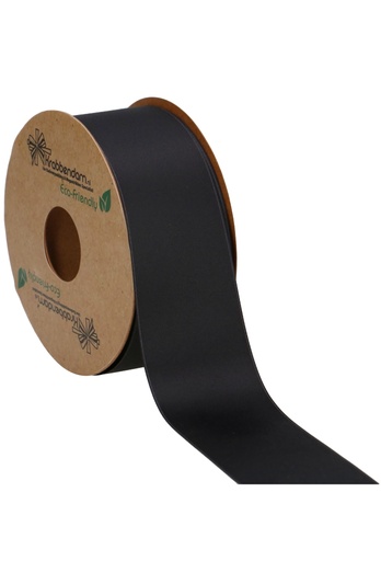[K1300305] Geschenklint Satijn Dubbel Recycled Pet Zwart 40mm x 20 meter