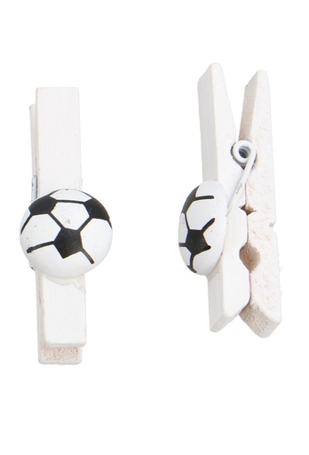 [K1340854] Houten Decoratie Voetbal 1.5cm Met Knijper 8stuks