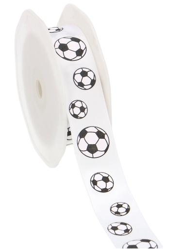 [K1391325] Luxe Satijn Lint Wit Voetbal 25mm x 15meter