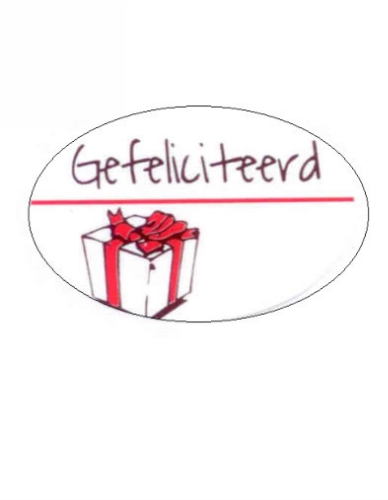 [K1210032] Etiketten Feest Gefeliciteerd Kado Met Strik 3.7x2.5 cm 500stuks