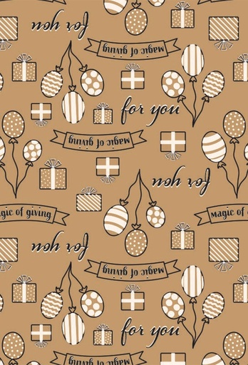 [1310001-30] Geschenkpapier Kraft Bruin party balloons 30cm x 200meter