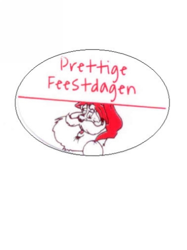 [K1210035] Etiketten Kerst Prettige Feestdagen Kerstman 3.7x2.5cm 500stuks