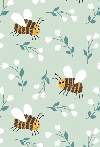 [1310022-70] Geschenkpapier Coated Bees green 70cm x 200meter