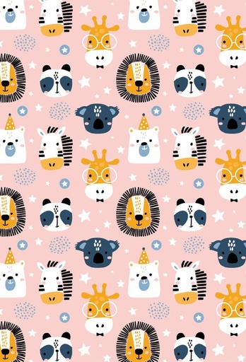 [1310039-30] Geschenkpapier Coated Zoo pink 30cm x 200meter