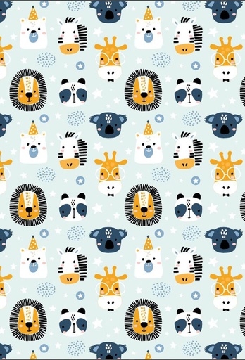 [1310040-30] Geschenkpapier Coated Zoo blue 30cm x 200meter