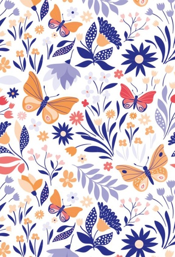 [1310044-70] Geschenkpapier Coated Butterfly white 70cm x 200meter