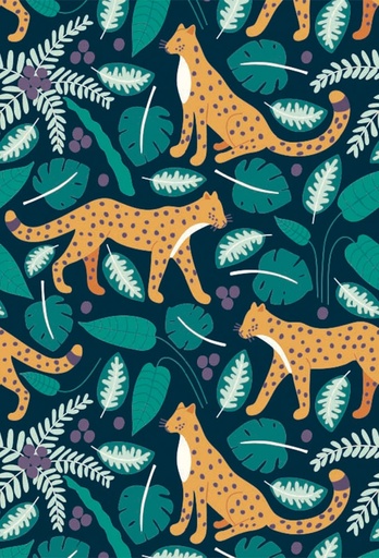 [1310047-70] Geschenkpapier Coated Panther and leafs 70cm x 200meter