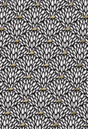 [1310056-30] Geschenkpapier Coated Black flower gold dot 30cm x 200meter