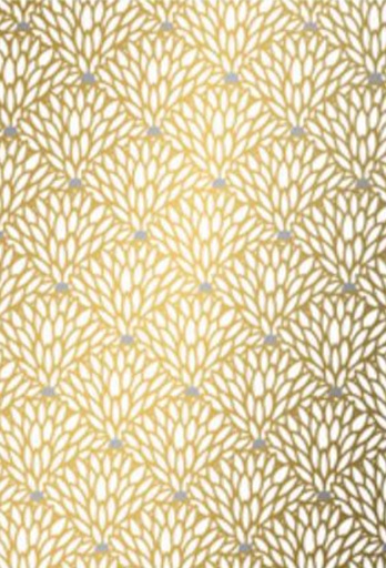 [1310057-50] Geschenkpapier Coated Golden flower grey dot 50cm x 200meter
