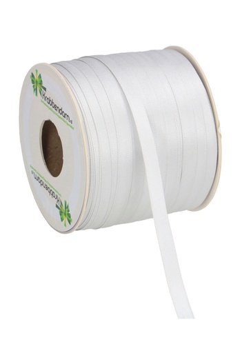 [K1300055] Satijn Dubbel Lint 6mm x 100 meter Zilver