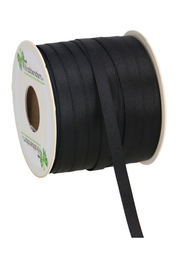 [K1300056] Satijn Dubbel Lint 6mm x 100 meter Zwart