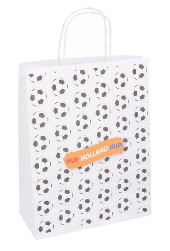 [1930015] Papieren Draagtas Wit Voetbal A4 24x11x31cm 50stuks