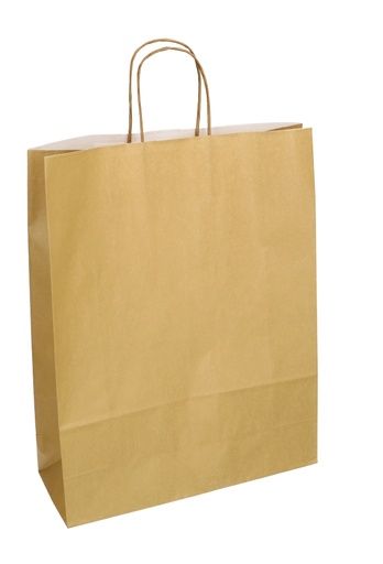 [K1120261] Papieren Draagtas Kassel Met Handvat Goud A3 32x12x41cm 50stuks