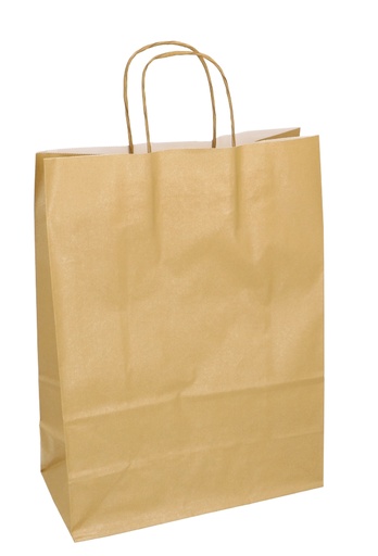 [K1120263] Papieren Draagtas Kassel Met Handvat Goud 26x12x35cm 50stuks