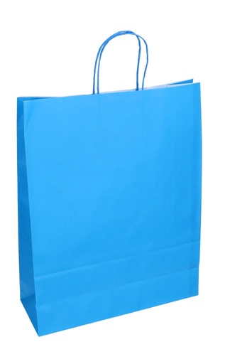 [K1120264] Papieren Draagtas Kassel Met Handvat Middel Blauw A3 32x12x41cm 50st