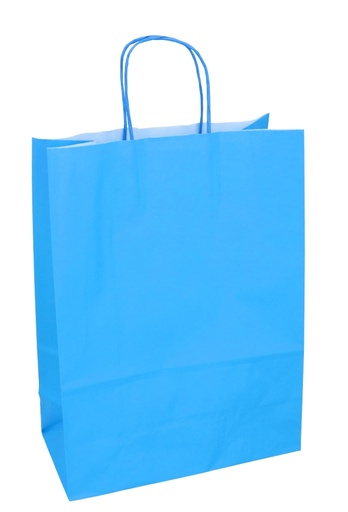 [K1120266] Papieren Draagtas Kassel Met Handvat Middel Blauw 26x12x35cm 50stuks