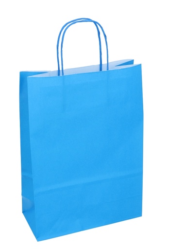 [K1120267] Papieren Draagtas Kassel Met Handvat Middel Blauw A4 22x10x31cm 50stuk