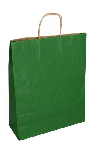 [K1120268] Papieren Draagtas Kassel Met Handvat Kraft Groen A3 32x12x41cm 50stuks