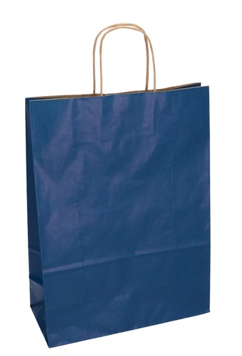 [K1120272] Papieren Draagtas Kassel Met Handvat Kraft Blauw 26x12x35cm 50stuks