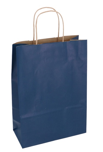 [K1120273] Papieren Draagtas Kassel Met Handvat Kraft Blauw A4 22x10x31cm 50stuks