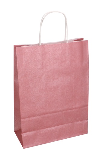 [K1120276] Papieren Draagtas Kassel Met Handvat Oud Roze A4 22x10x31cm 50st