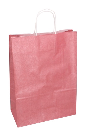 [K1120275] Papieren Draagtas Kassel Met Handvat Oud Roze 26x12x35cm 50stuks