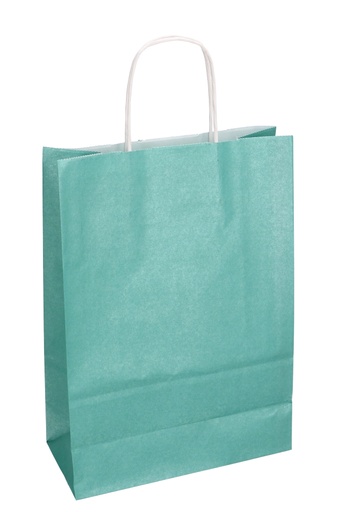 [K1120279] Papieren Draagtas Kassel Met Handvat Salie Groen A4 22x10x31cm 50st