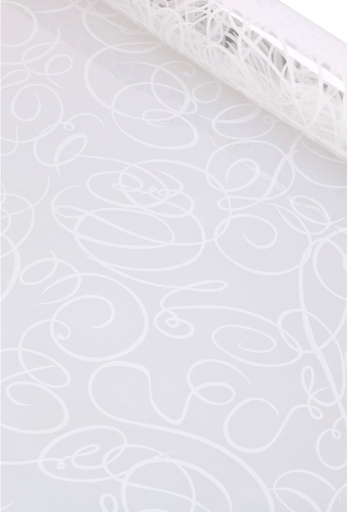 [K1080147] Cadeaufolie Transparant Witte Krullen Mix 70cm x 50meter 35my