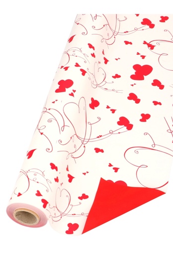 [K1080150] Kadofolie Dubbelzijdig Rood & Love Hartjes 70cm x 50meter