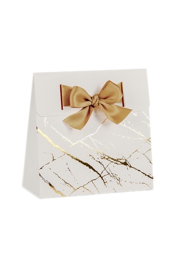 [K1020467] Kadobonnen + Kadozakje Brooklyn Wit Marble Goud Satijn Lint 10stuks