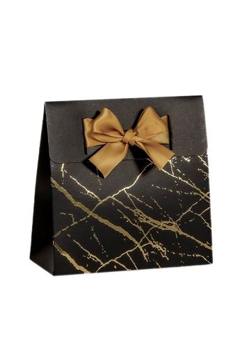 [K1020469] Kadobonnen + Kadozakje Brooklyn Zwart Marble Goud Satijn Lint 10stuks