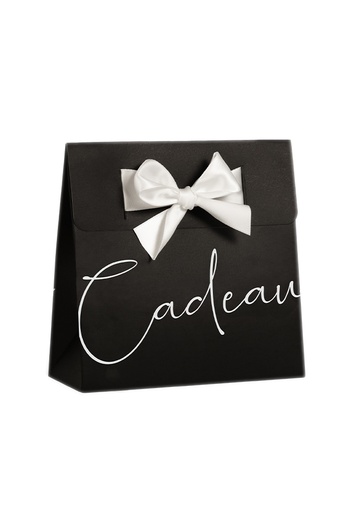 [K1020464] Kadobonnen + Kadozakje Brooklyn Cadeau Zwart Met Wit Satijn Lint 10st