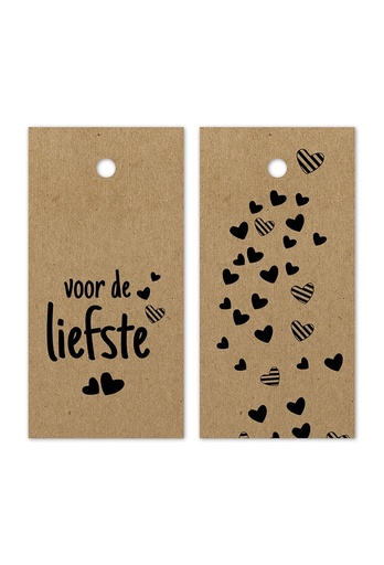 [K1020470] Kadokaartje Voor de Liefste Kraft Zwart 8x4cm 100stuks
