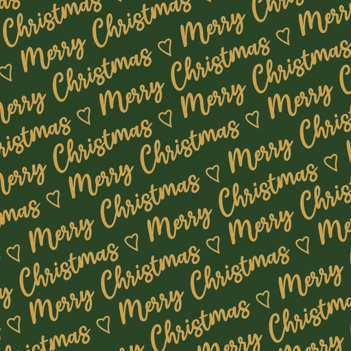 [1051338-50X70] Kerstpapier Merry Christmas Wishes Green Gold 50x70cm 250 vellen