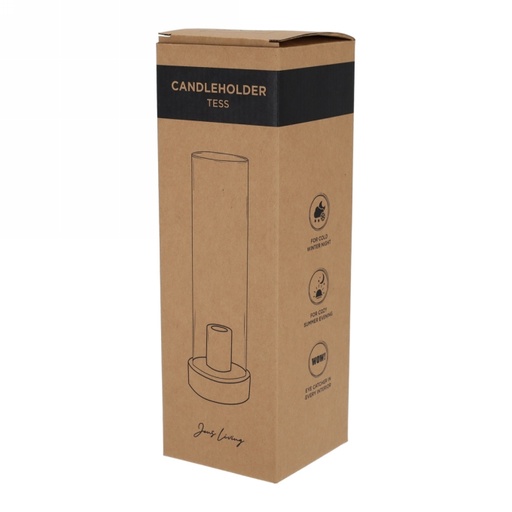 [1681743] Jens Living Kandelaar Tess Grijs 9x9x28.5cm 1stuks