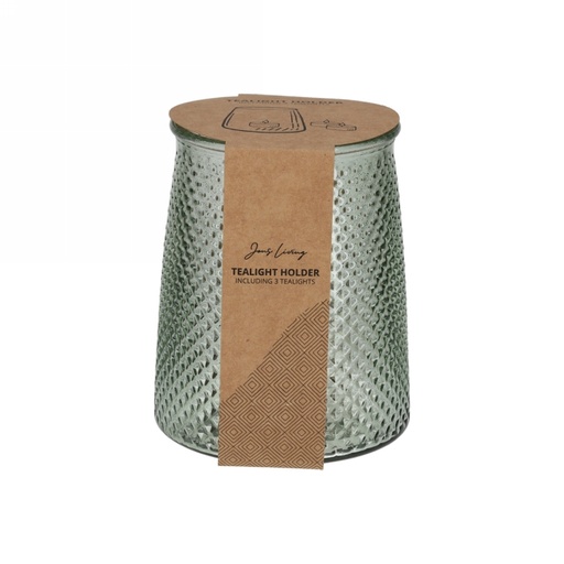[1681762] Jens Living Theelichthouder &  Theelichten Groen 12.8x12.8x16.2cm 1st